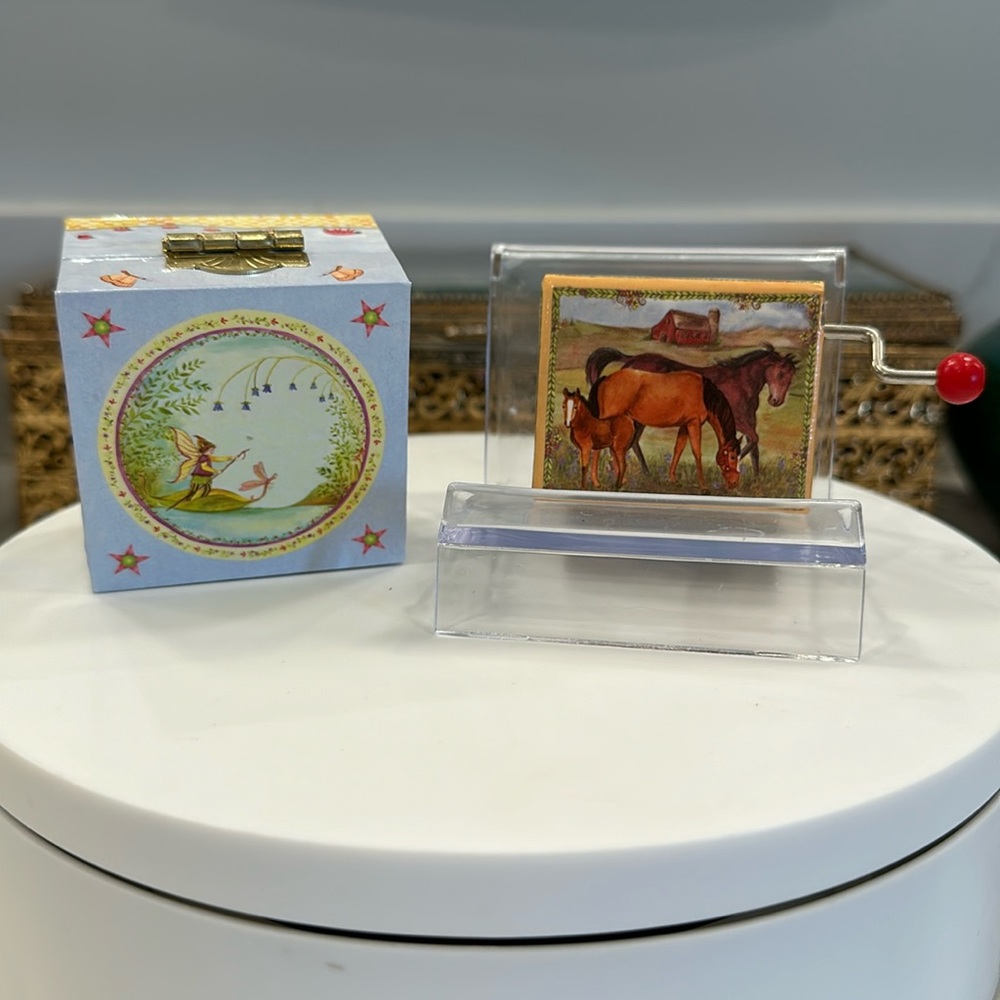 Horse/Farm Music Box & Fairy/Ladybug Gift Box - EUC - Camptown Races - Lot of 2